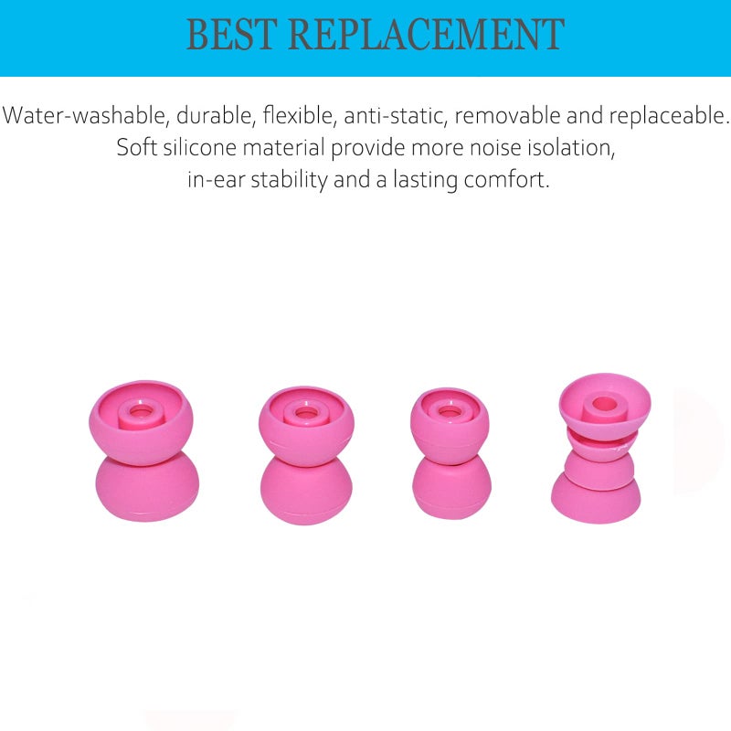 Sqrmekoko Replacement Silicone Eartips Earbuds Eargels for Beats by dr dre Powerbeats 3 Wireless Stereo Earphones (Pink) - Image 5